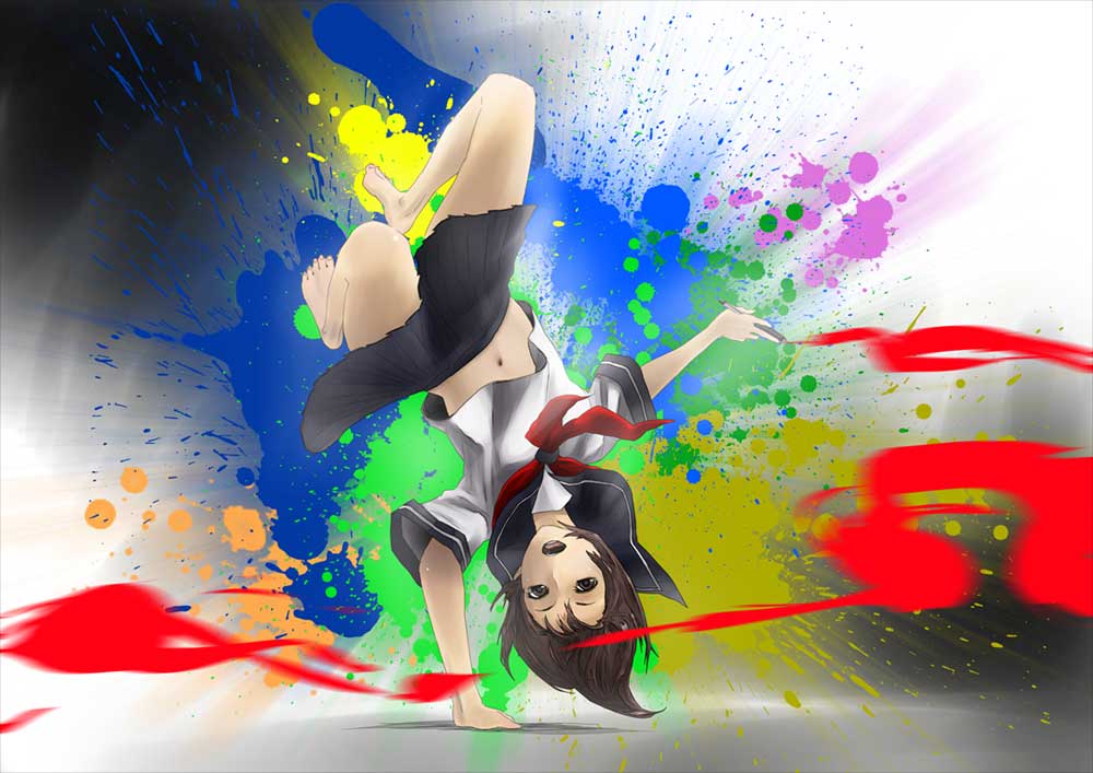 Girl Painting In Motion